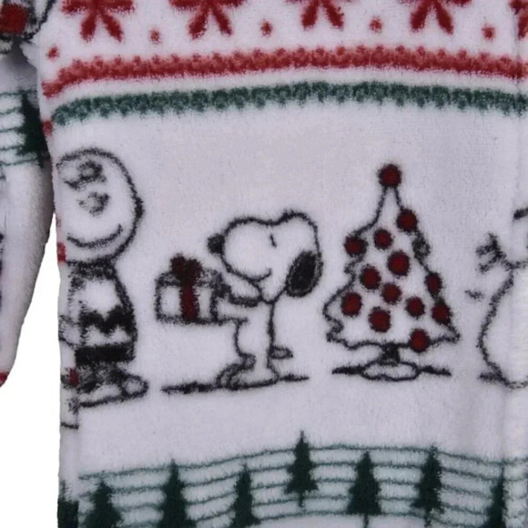 Peanuts Snoopy Christmas Pajamas Holiday White Onesie Kids Size  Small - Picture 3 of 8